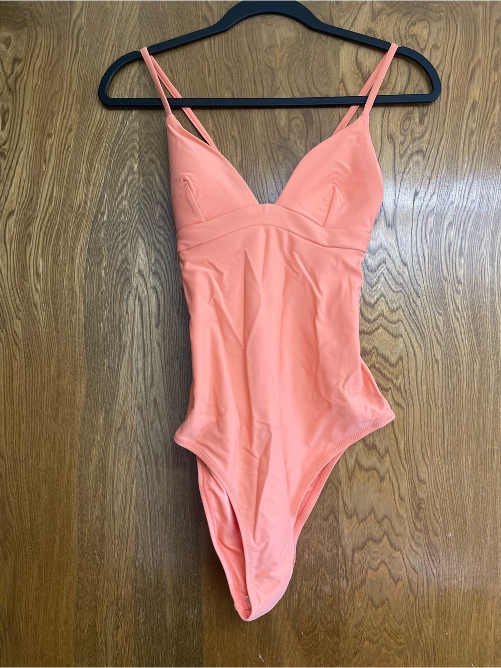 Coral peach swimsuit small One-Piece V-Neck Swimsuit vacation beach
